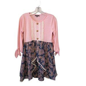 Sequin Hearts Size 16 Girls Pink Paisley Patterned Dress. #F-1-3